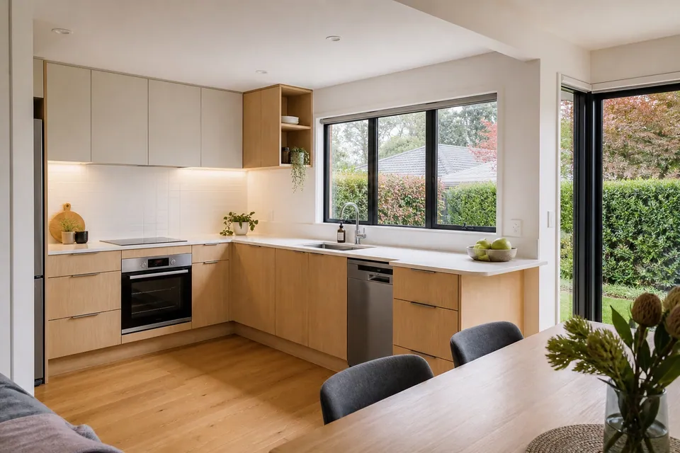 Contemporary practical kitchen in an established Auckland home