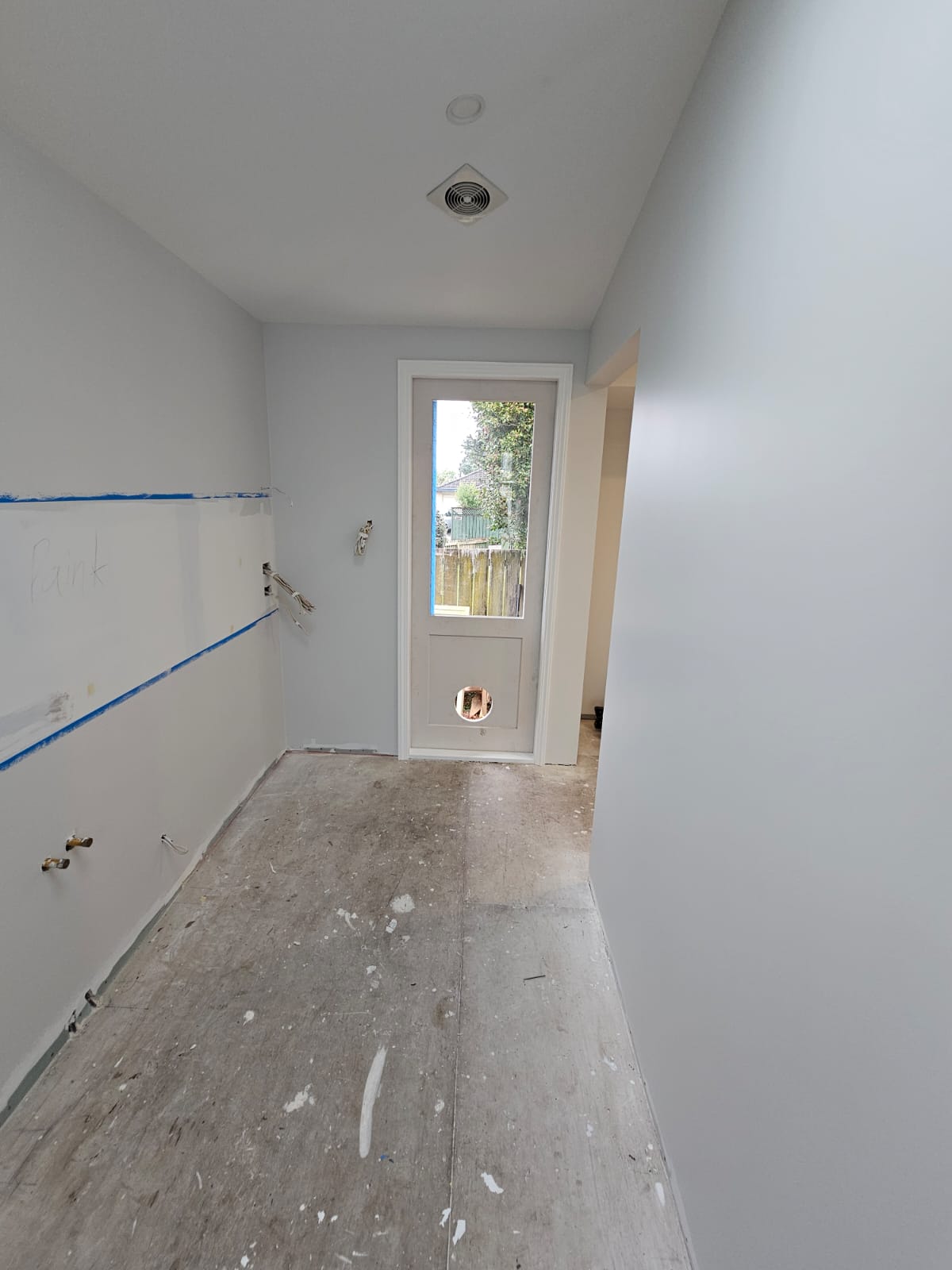 Laundry space before completion in Onehunga